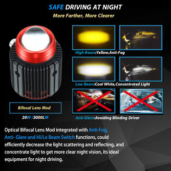 dual color led headlight for motorcycle car